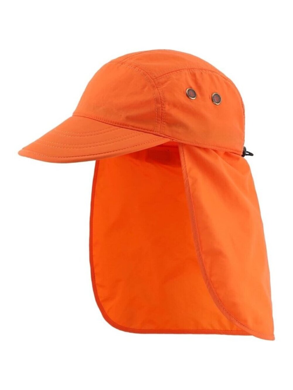 Men's Orange 100% Polyester Wide Brim Uv Protection With Neck Flap Fishing Hat